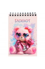 Блокнот А6 80л кл спир Розовый мишка 72775 Феникс