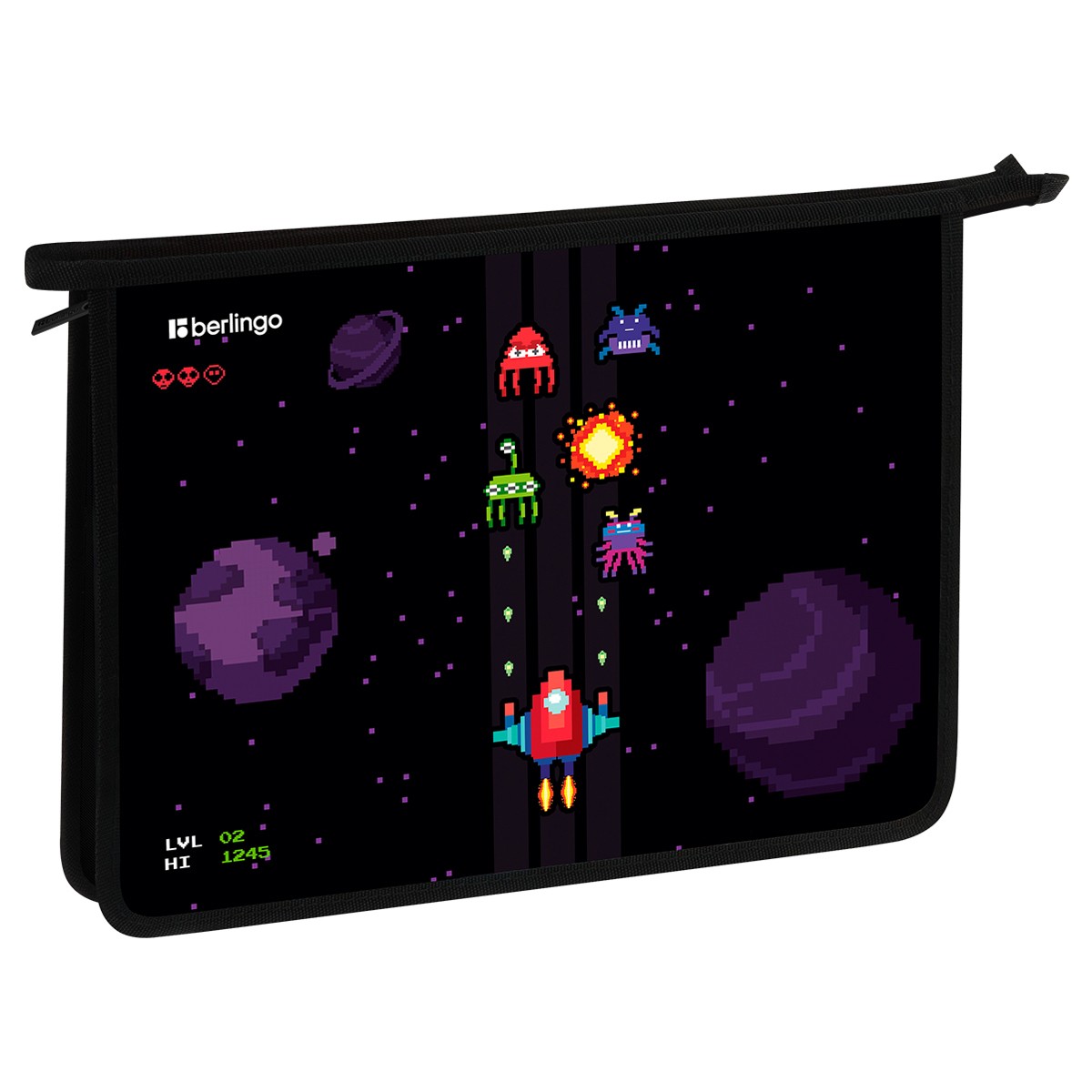 Папка для тетрадей 1 отделение, А4 Berlingo Space Battle, 340*245*40 мм, пластик, на молнии
