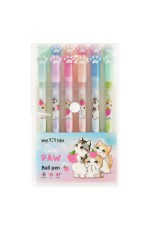Набор шариковых ручек MESHU Paw 12шт., синие, 0,7мм, корпус ассорти, европодвес