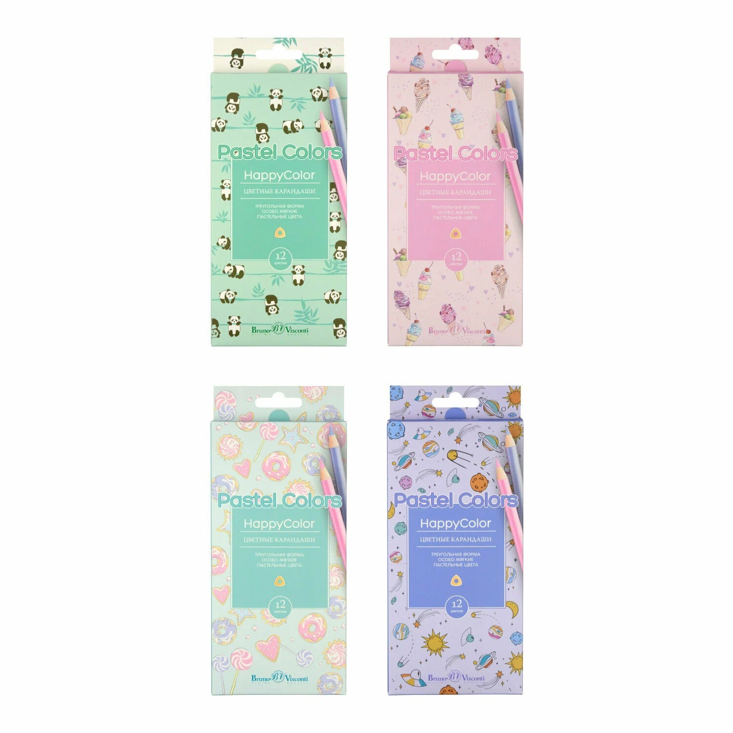 Набор карандашей 12цв трехгран пастельнPastel colors 30-0093 Bruno Visconti