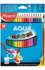 Карандаши цветные 18 цветов Maped Color Peps Aqua акварельные + кисточка в картонной коробке 836018 Mape
