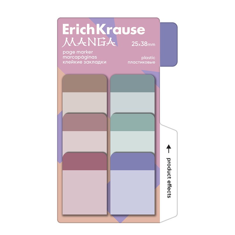 Стикеры -закладки пласт 25*38мм 6цв 60л Manga 61583 Erich Krause