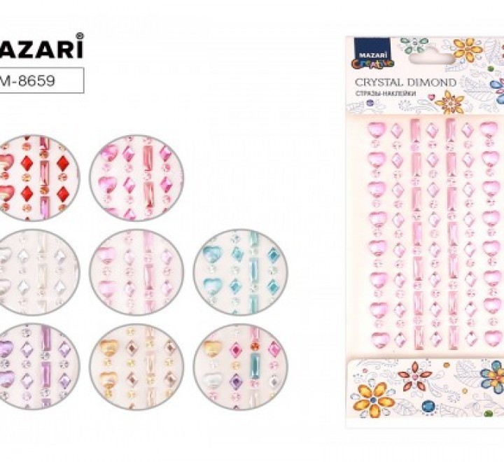 Стразы - наклейки акрил 8 видов М-8659 Mazari Creative