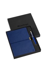Подарочный набор Berlingo Casual Gold: ежедневник недатированный, А5, 136л., кожзам, синий, золотой срез, с ручкой