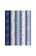 Упаковочная бумага глянц. 70*100см, MESHU Snowfall, 80г/м2, ассорти 5 дизайнов