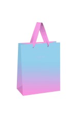 Пакет подарочный 11*14*6,5см MESHU Duotone. Light blue-Pink gradient, отд. фольгой, матовая ламинация