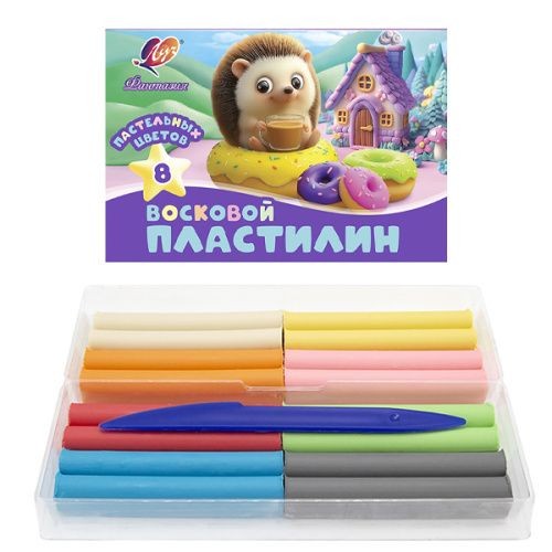 Пластилин восковой 8цв пастел 120г Фантазия 35С 2289-08 Луч