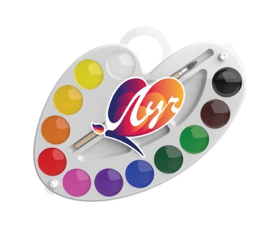 Краски акв 12цвПалитра с кистью 29С 1761-08 Луч