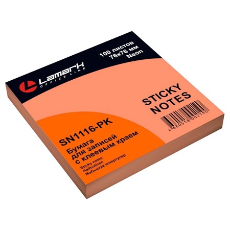 Стикеры 76*76 100л неон розов 1116-PK Lamark