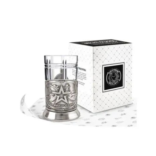Набор Подстакан никел с черн Армия стакан ложка
