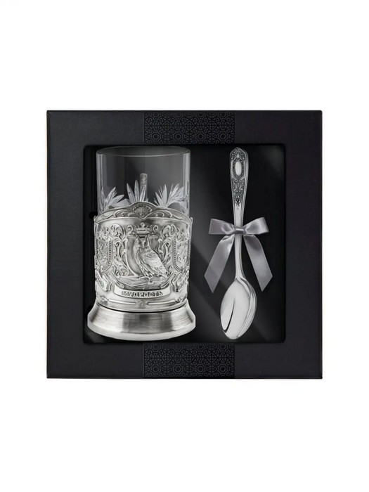 Набор Подстаканник никелевый с чернением Мудрый руководитель (Триумф) стакан+ложка