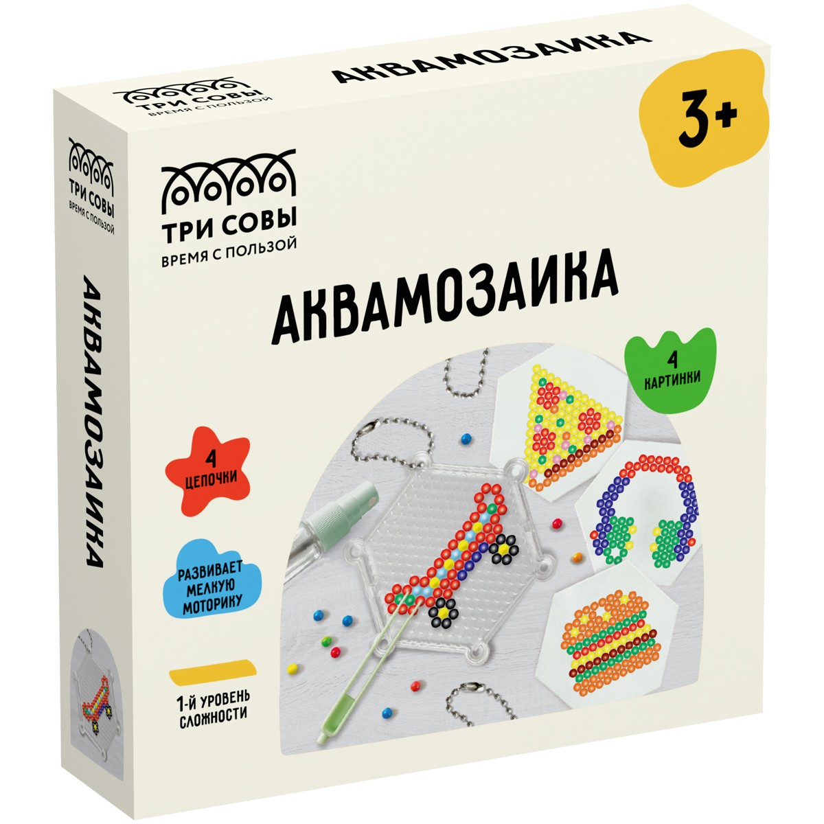 Аквамозаика ТРИ СОВЫ Главный герой, набор инструментов, трафареты, картонная коробка 12*12см