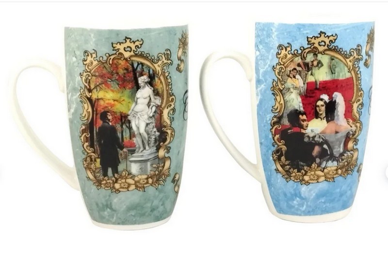 Набор кружек 2 шт фарфор Пушкин и Наталья 0.43 л МВМ1160/ASNN