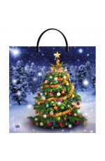 Пакет полиэтиленовый с пластиковой ручкой 36х37 см Новогодняя красавица Тикопластик