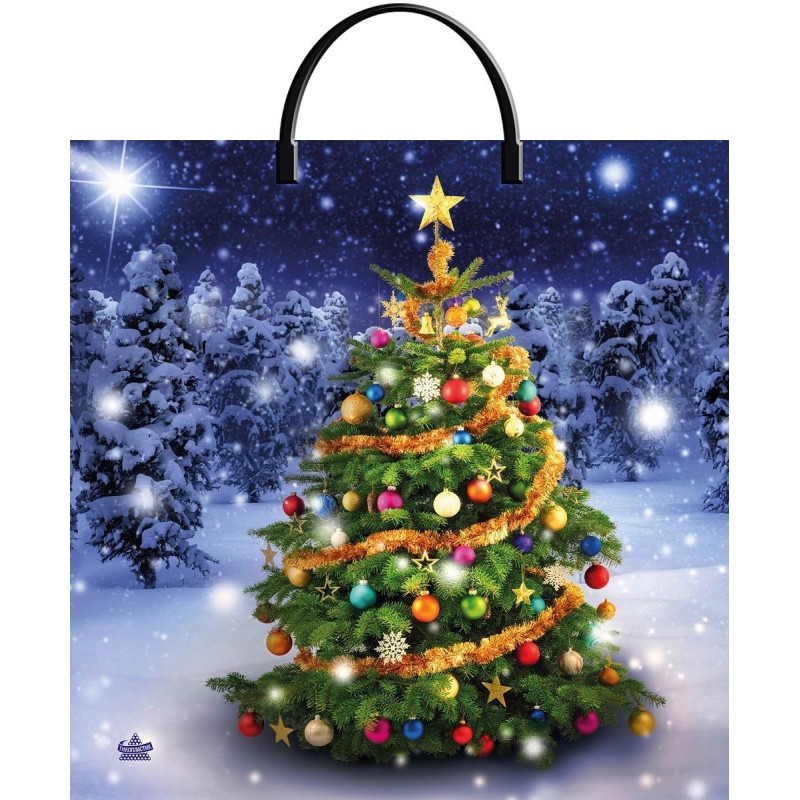 Пакет полиэтиленовый с пластиковой ручкой 36х37 см Новогодняя красавица Тикопластик
