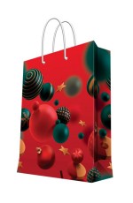 Пакет подарочный бумажный Новогодние шары на красном фоне Феникс-Презент