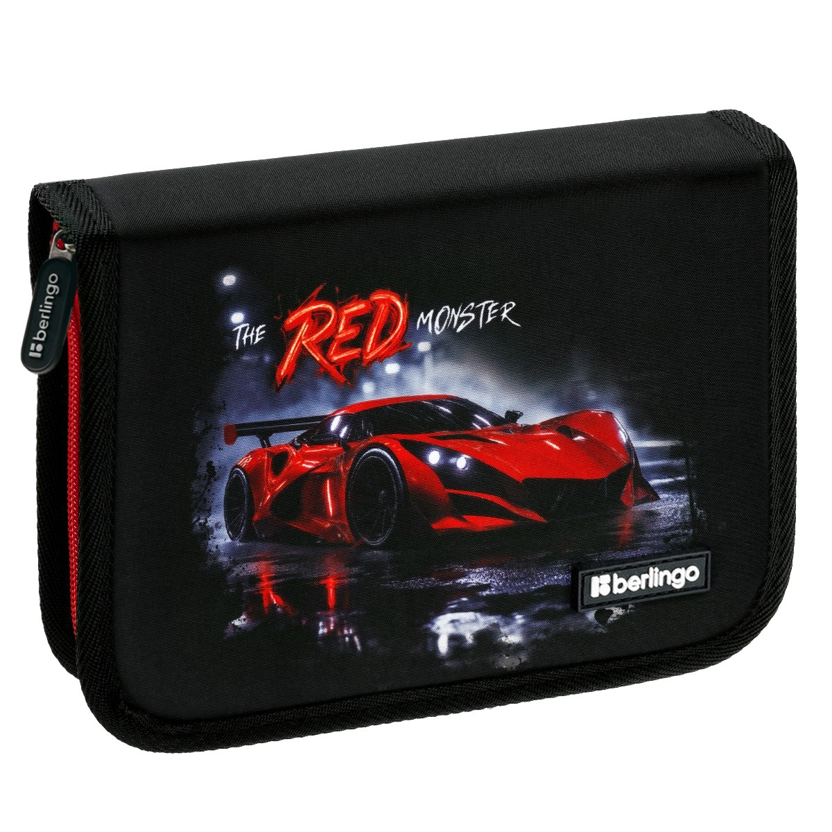 Пенал 1 отделение, 200*140*40 мм, Berlingo Red Monster, 1 дополнительная откидная секция, полиэстер