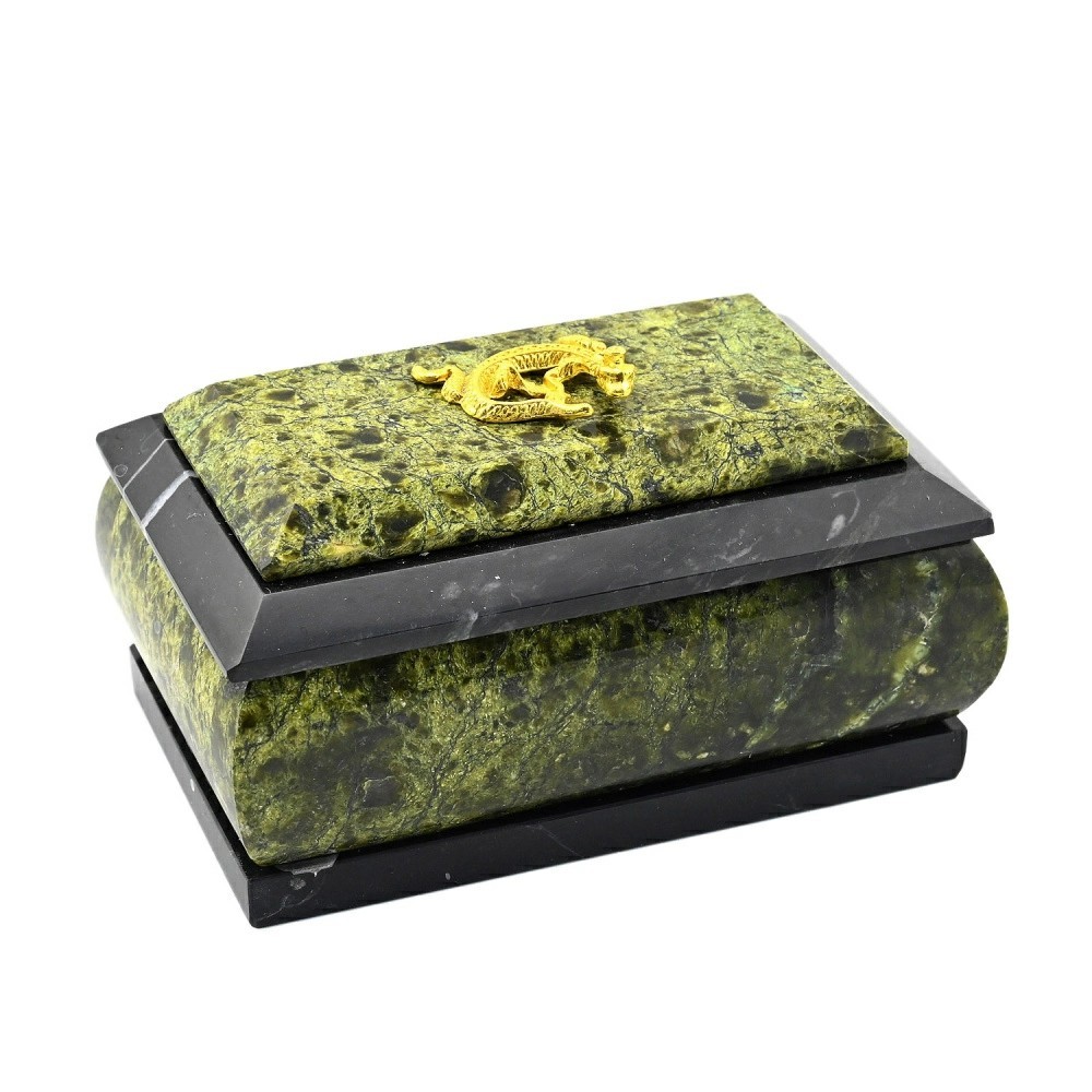 Шкатулка из камня змеевик 120*75*70мм 1310622-1