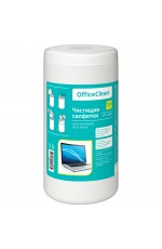Салфетки чистящие влажные OfficeClean, для мониторов всех типов, в тубе, 100шт.
