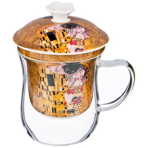 Кружка заварочная с ситом Поцелуй (Климт)