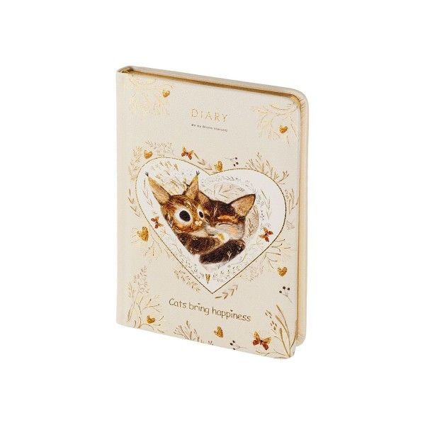 Ежедневник недат А6 золсрез исккожа беж Котики приносят счастье 3-745/16 Br