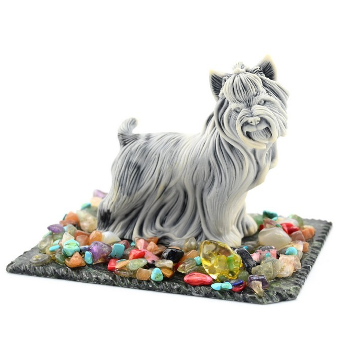 Сувенир из змеевика и мрамолита Собака Йорктерьер 100*80*80 мм 1313938ар
