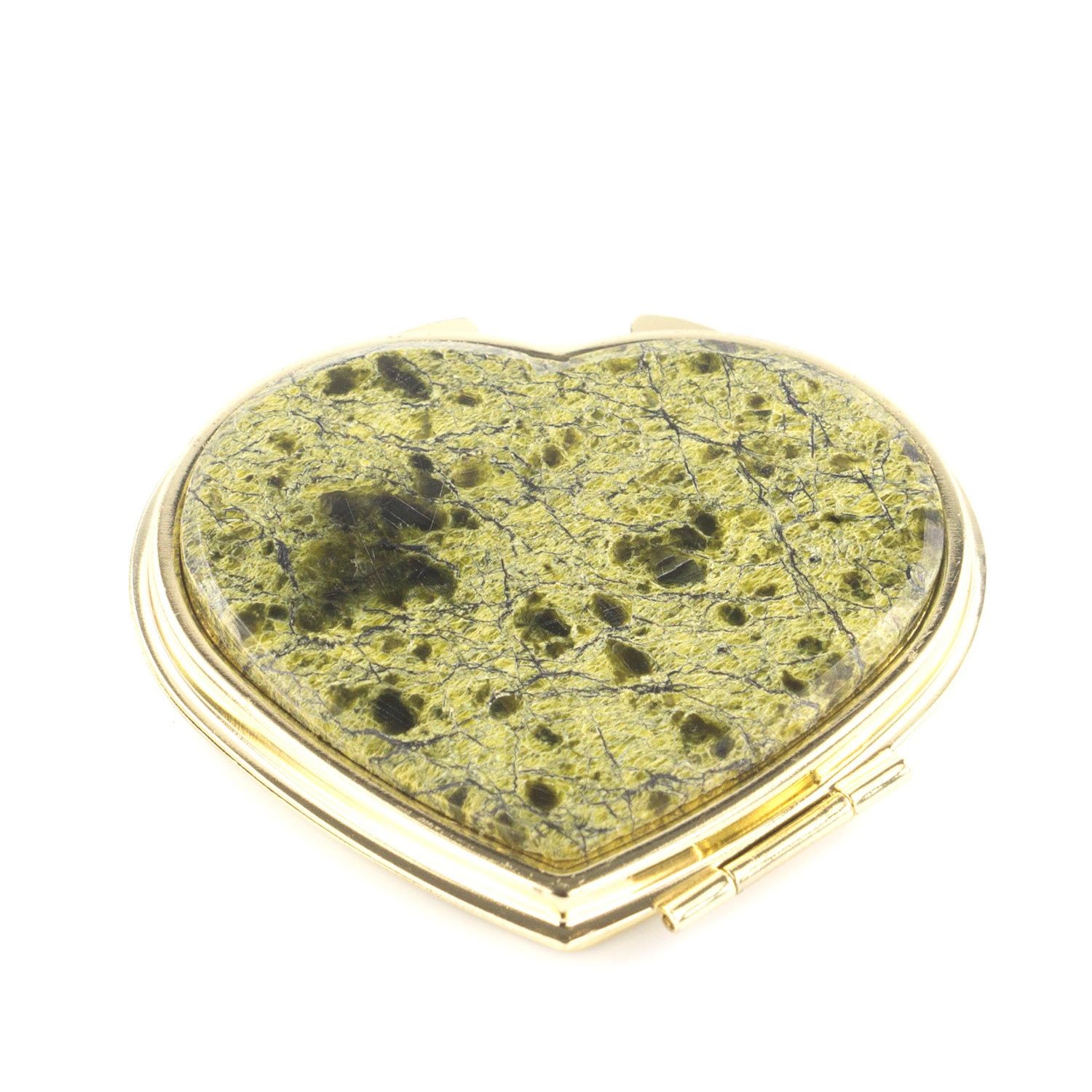 Зеркало карманное со змеевиком Сердце серебристое 1314708аи