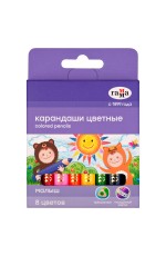 Карандаши цветные Гамма Малыш, 08цв., утолщенные, укороченные, заточен., картон. упак., европодвес