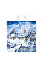 Пакет п/эт с петлев ручк 40х42см/45 мкм Снежное царство Интерпак