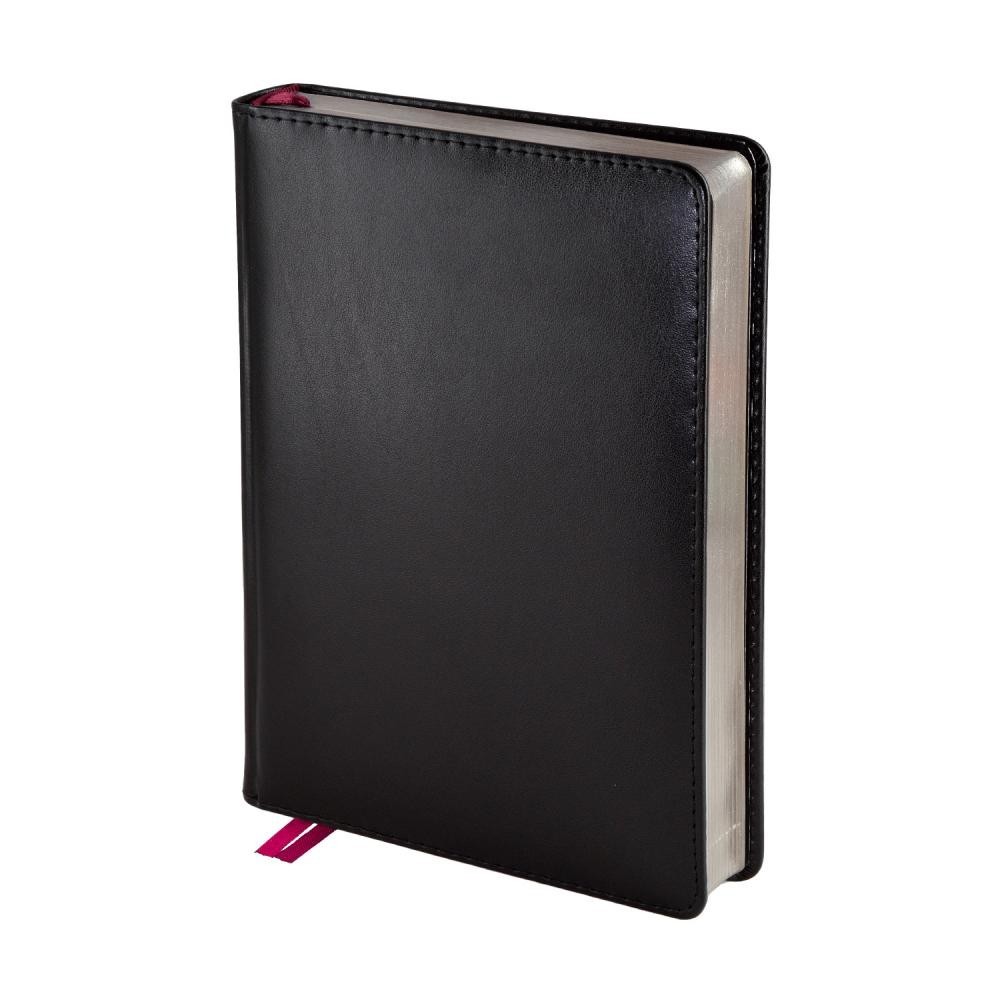 Ежедневник полудатированный А5 черный кожа серебряный срез 3-212/02 Bruno Visconti