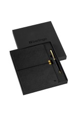 Подарочный набор Berlingo Casual Gold: ежедневник недатированный, А5, 136л., кожзам, черный, золотой срез, с ручкой