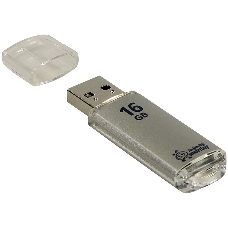 Память Smart Buy V-Cut  16GB, USB 2.0 Flash Drive, серебристый (металл.корпус)