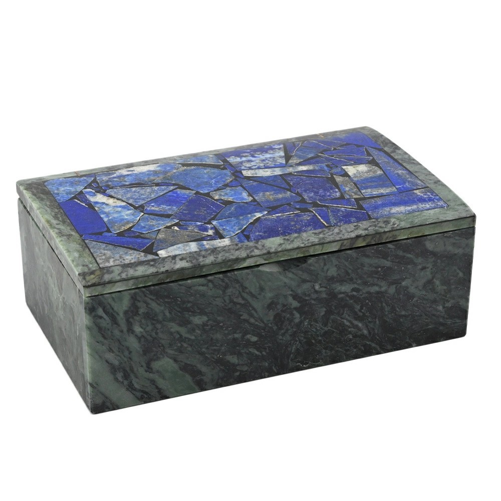  Шкатулка Сундук большой из лазурита и змеевика 175*105*65мм, на шарнирах 175*105*65мм 3740911п