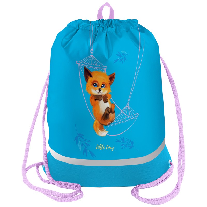 Мешок для обуви 1 отделение Berlingo Little foxy, 510*400мм, расшир. дно, светоотражающая лента, карман на молнии