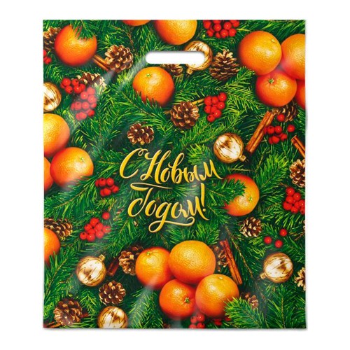 Пакет п/эт с вырубн ручк 40х47см/45 мкм Спелая зима Интерпак