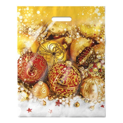 Пакет п/эт с вырубн ручк 40х50см/80 мкм Ёлочный наряд Интерпак