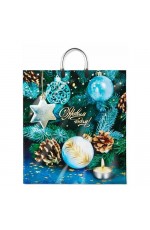 Пакет п/эт с пласт ручк 40х44/100 мкм Золотые шишки Интерпак