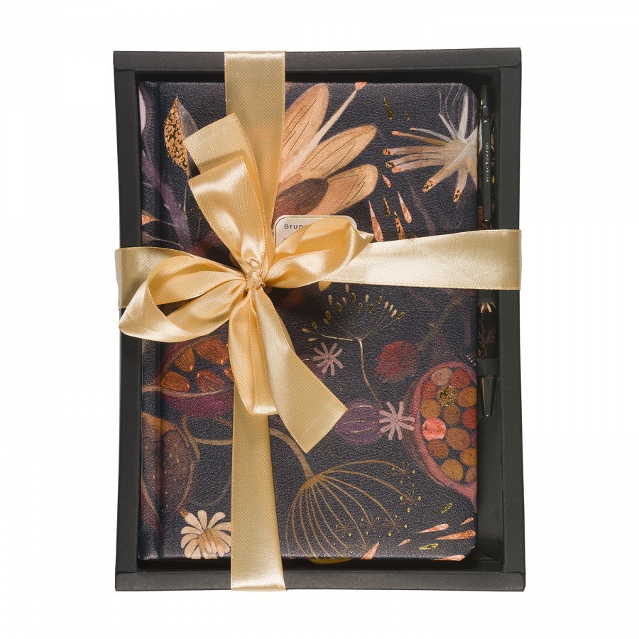 Набор подарочный Ежедневник недатированный А5 искусственная кожа + ручка Ночные цветы 3-744/04-5 Bruno V