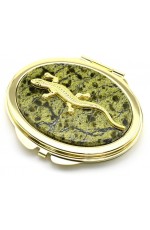 Зеркало складное с ящеркой на змеевике золот 1314727аи