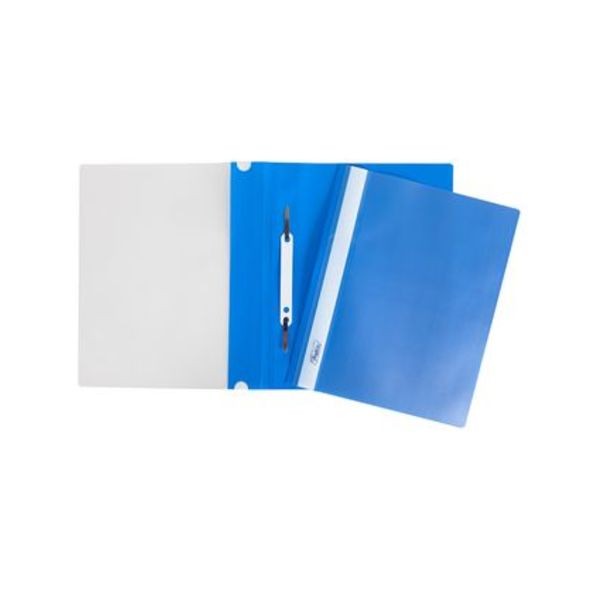 Папка -Скоросшиватель А5ф Hatber 140/180мкм Синяя Пластиковая прозрачный верх (без ед штрихкода)