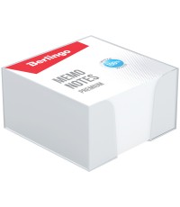 Блок для записи Berlingo Premium, 9*9*4,5, пластиковый бокс, белый, 100% белизна