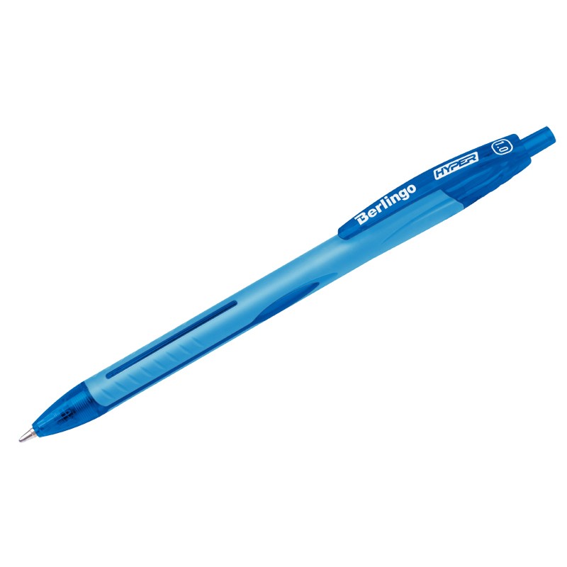 Ручка шариковая автоматическая Berlingo Hyper синяя, 1,0мм, прорез. корпус