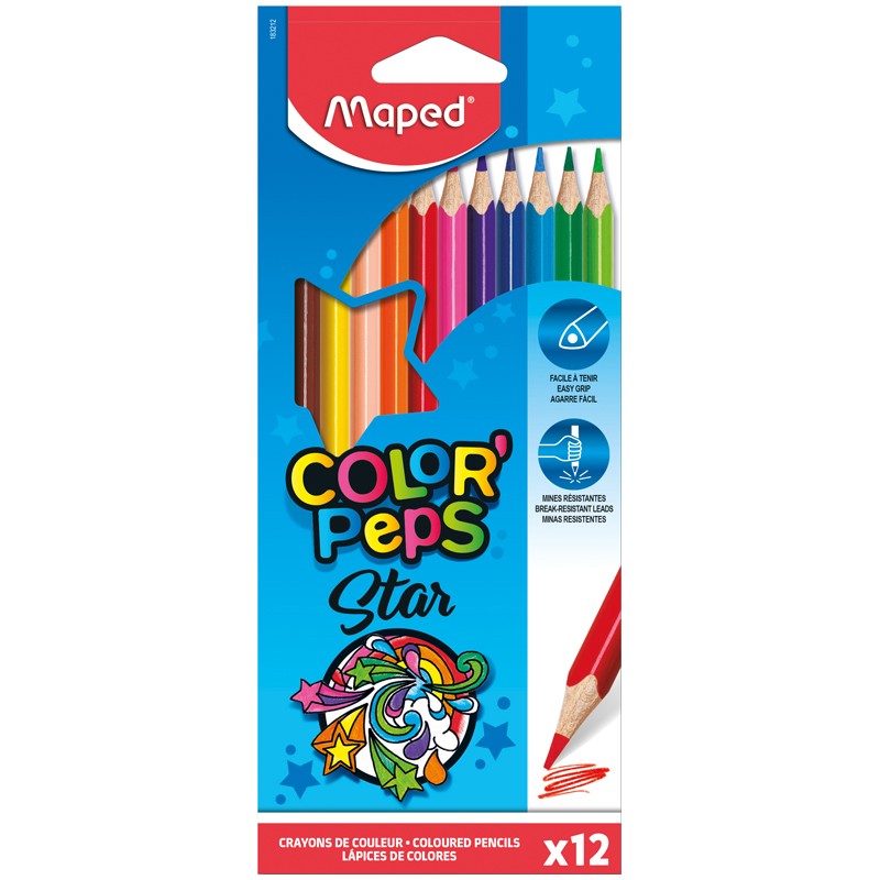 Карандаши цветные Maped Color Peps, 12цв., трехгран., заточен., картон, европодвес