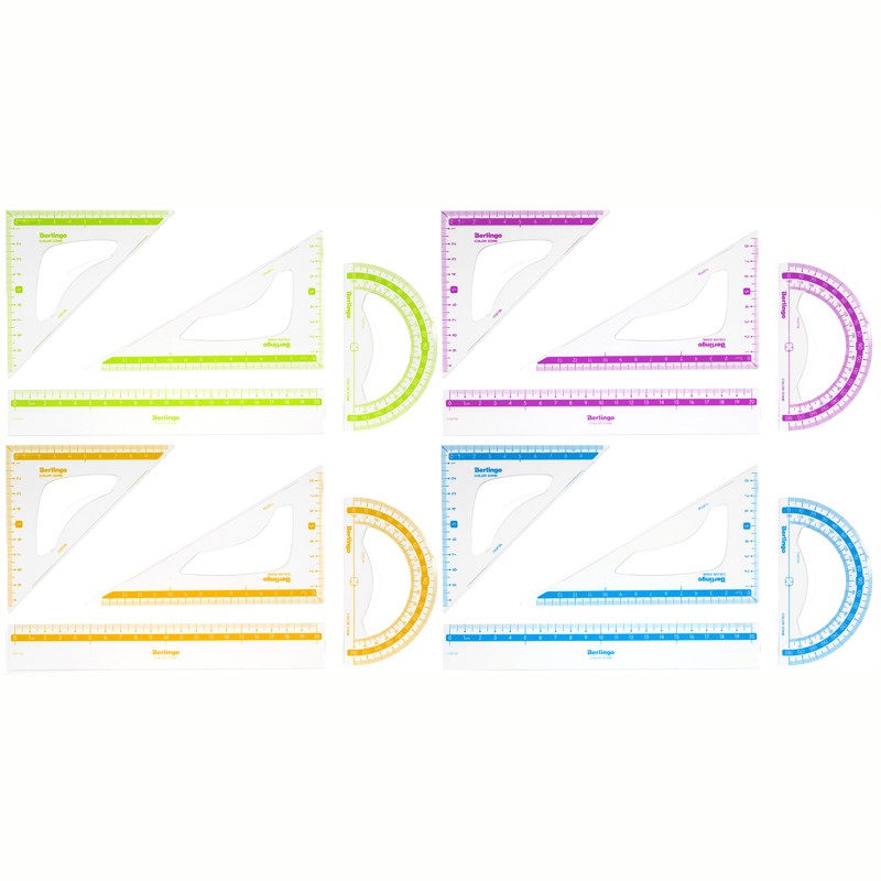 Набор чертежный средний Berlingo Color (треуг. 2шт, линейка 20см, транспортир), прозрачный