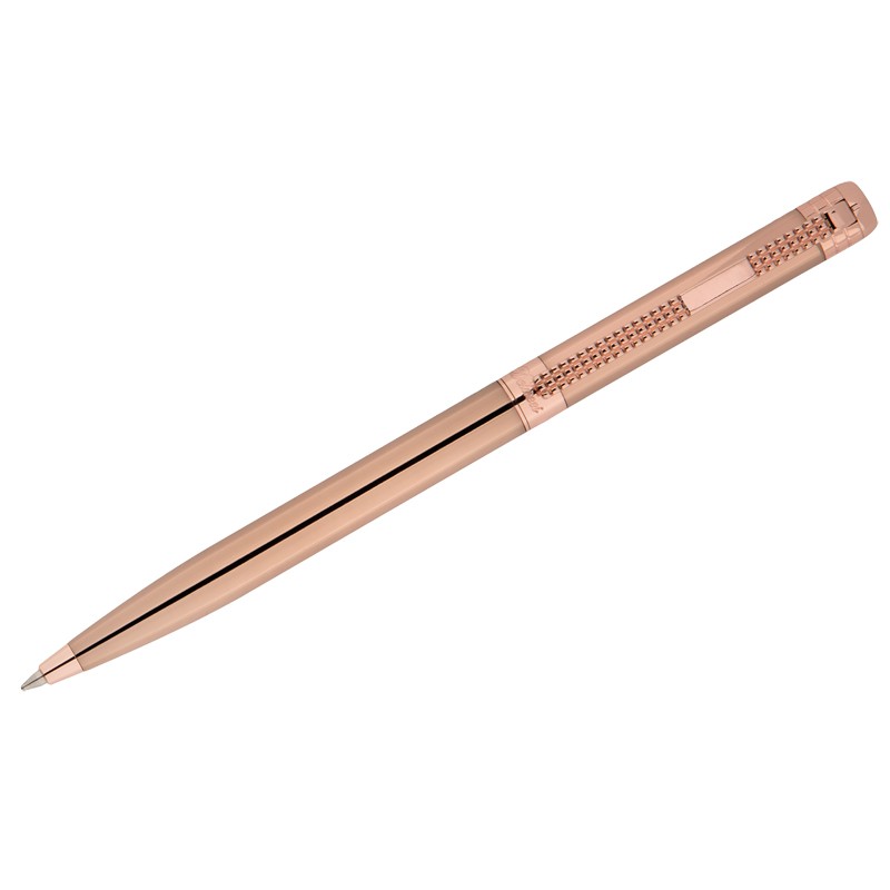 Ручка шариковая Delucci Semplice, синяя, 1,0мм, корпус медь/розовое золото, поворот., подар.уп.