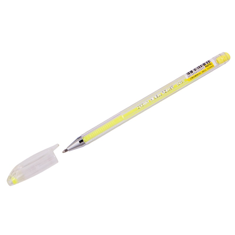 Ручка гелевая Crown Hi-Jell Pastel желтая пастель, 0,8мм