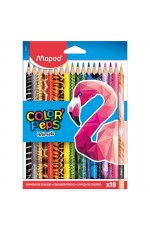 Карандаши цветные Maped Color Peps Animals, 18цв., трехгран., заточен., картон, европодвес