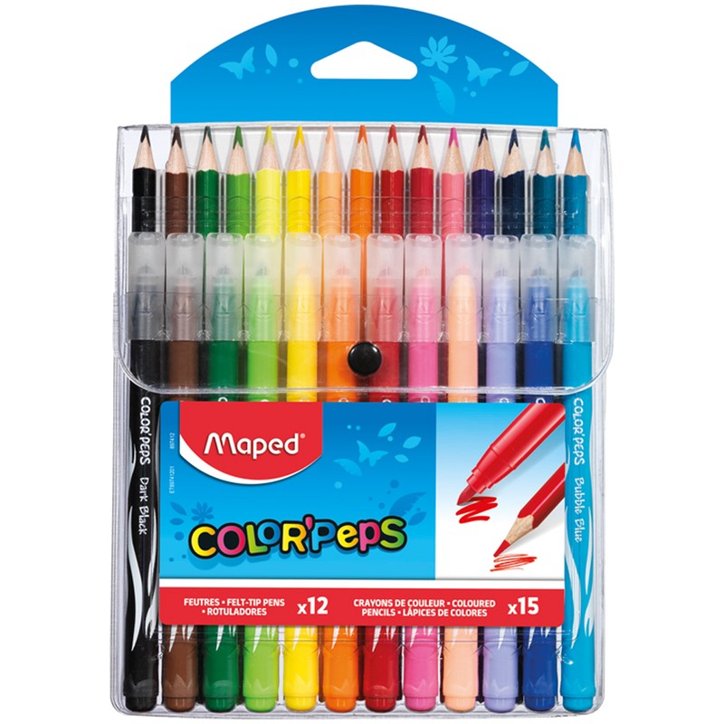 Набор для рисования Maped Color'Peps 12 фломастеров+15 карандашей, пласт. футляр