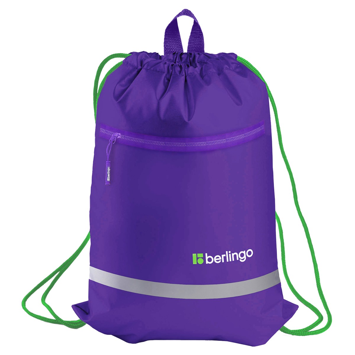 Мешок для обуви 1 отделение Berlingo Basic lilac, 360*460мм, светоотражающая лента, карман на молнии