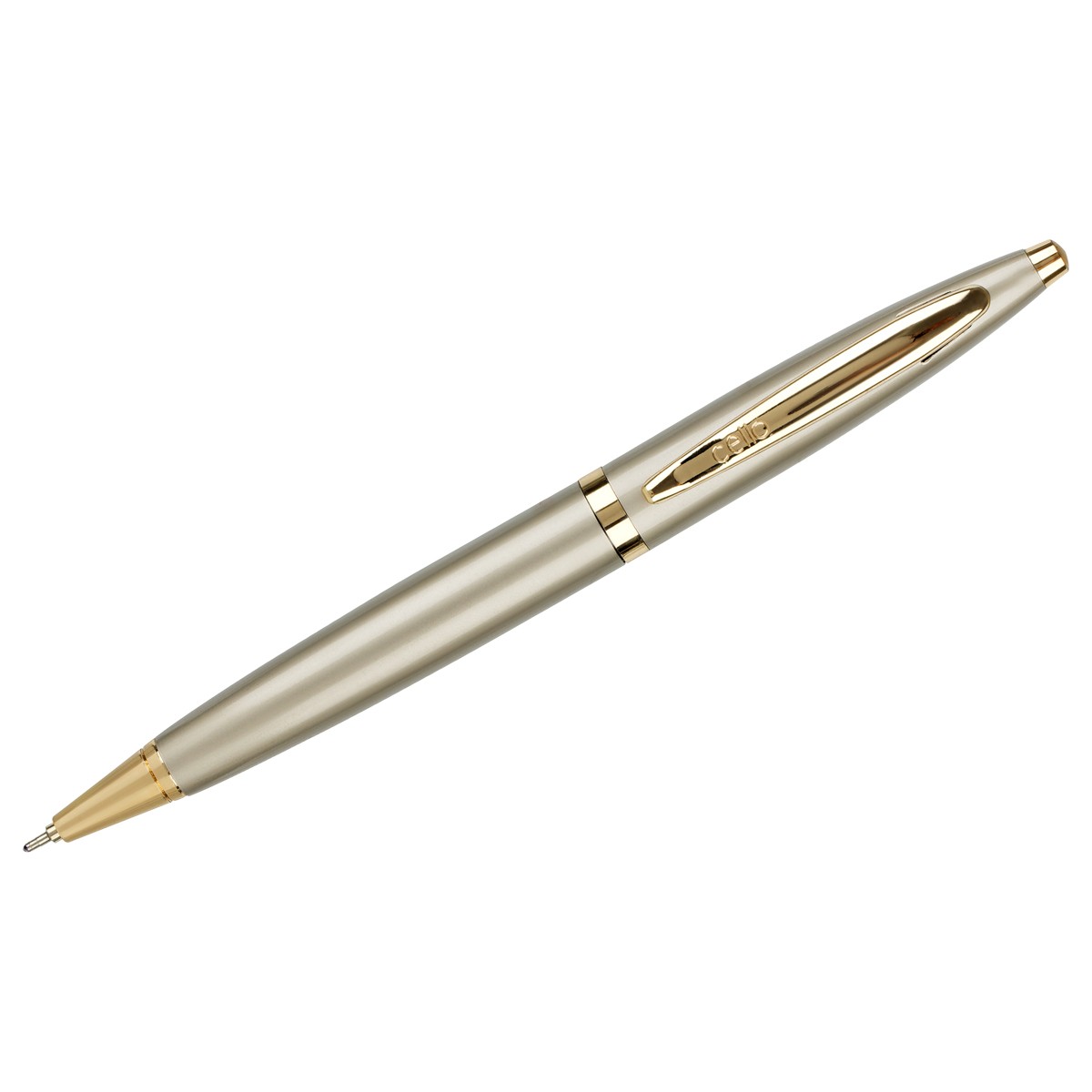 Ручка шариковая Cello Creme Ivory синяя, 0,7мм, корпус айвори/золото, поворотный механизм, футляр